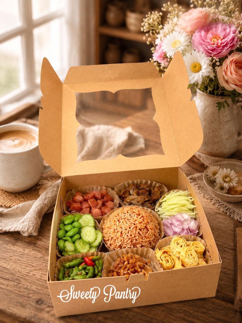 10pcs - 32208 B - dus kue / box kue / kemasan kue / packaging kue 22x22x8cm Brown - Image 4