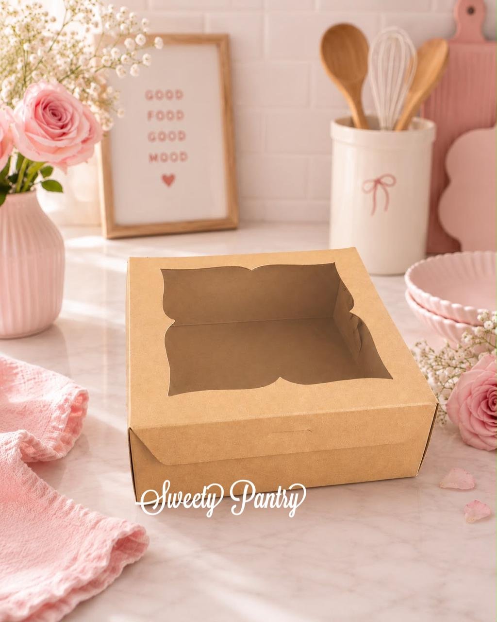 10pcs - BOX KOTAK UK 22 BROWN - dus box kemasan packaging kue 22x22 Coklat - Image 3