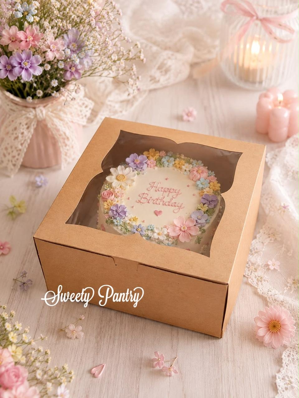 10pcs - BOX KOTAK UK 22 BROWN - dus box kemasan packaging kue 22x22 Coklat - Image 7