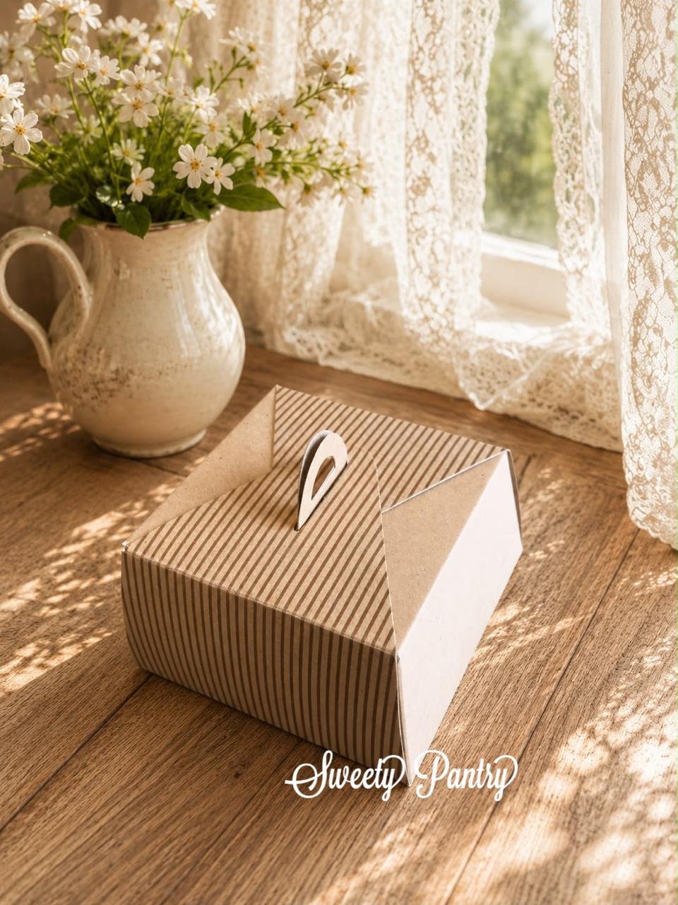 50PCS - 40411 - Cake gift Box Dus Kue mini Multi Purpose Box motif garis - Image 3