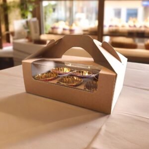 10PCS - 40422 - Box / dus / kemasan / packaging cupcake isi 6 brown putih