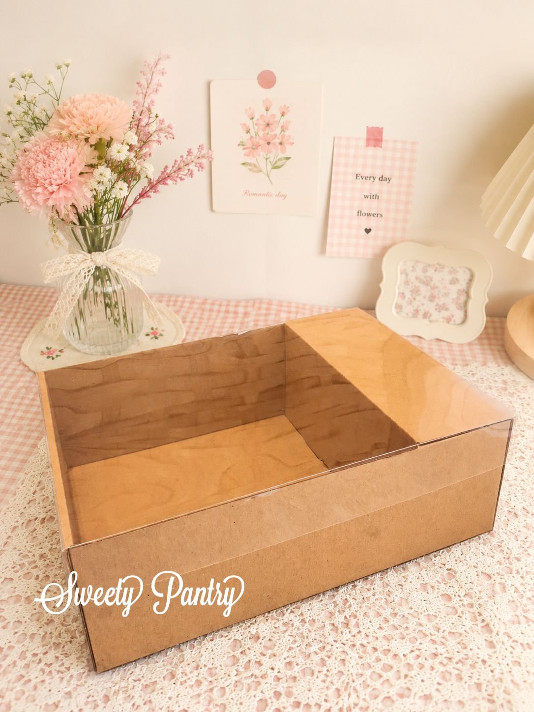 5PCS - Dus Box Pudding Mika Window 22cm Sekat | Kotak Kue Premium Estetik Hampers Dessert Packaging - Image 3