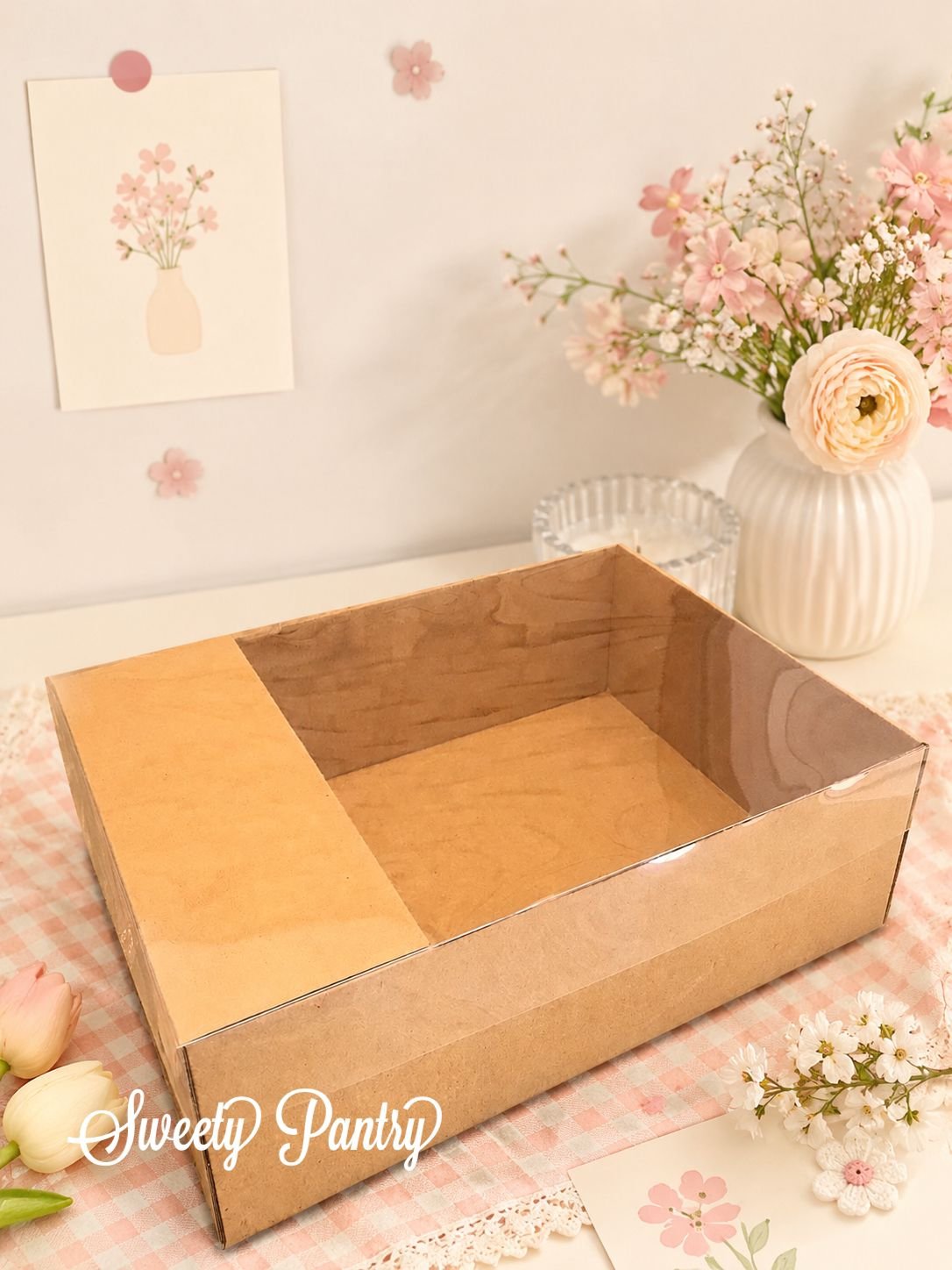 5PCS - Dus Box Pudding Mika Window 22cm Sekat | Kotak Kue Premium Estetik Hampers Dessert Packaging - Image 4