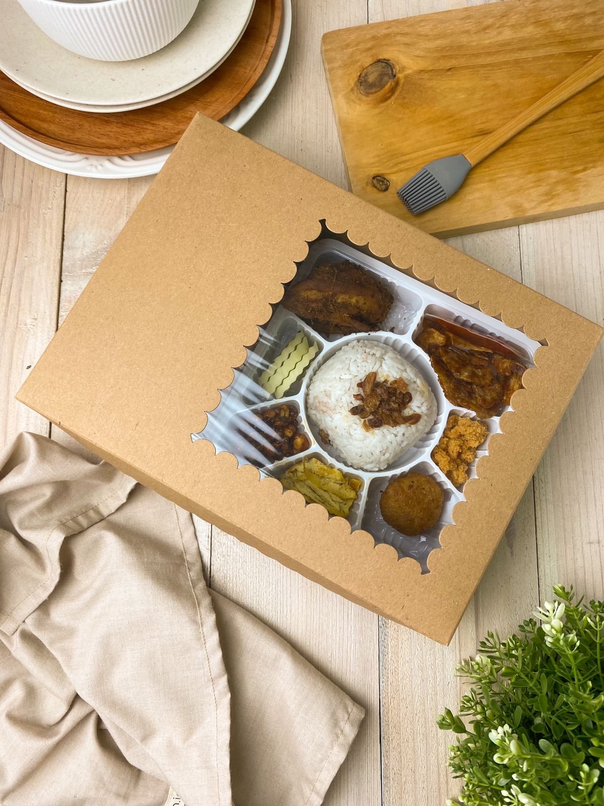 10PCS - Dus lunch Box Packaging Kotak Catering Sekat Window mika UK 20 - Image 4