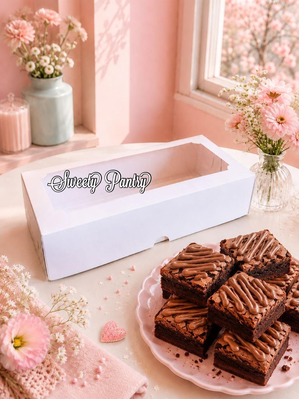 10PCS - RB WINDOW 221005 - Dus kotak box Packaging Brownies Putih 22x10x5 cm