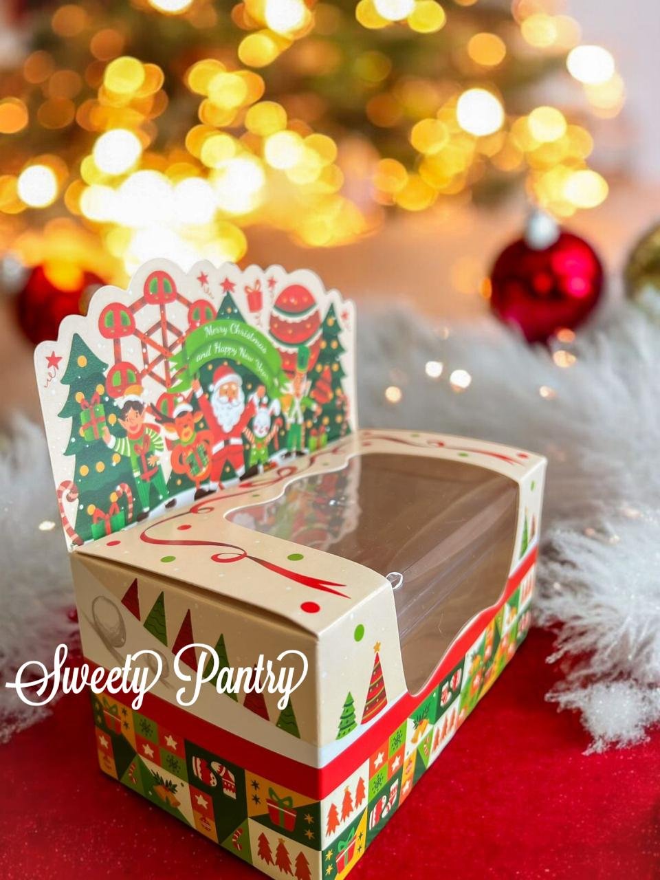 10PCS - WB TOP CAROL - dus cake box Natal packaging hampers Kotak toples Christmas - Image 5