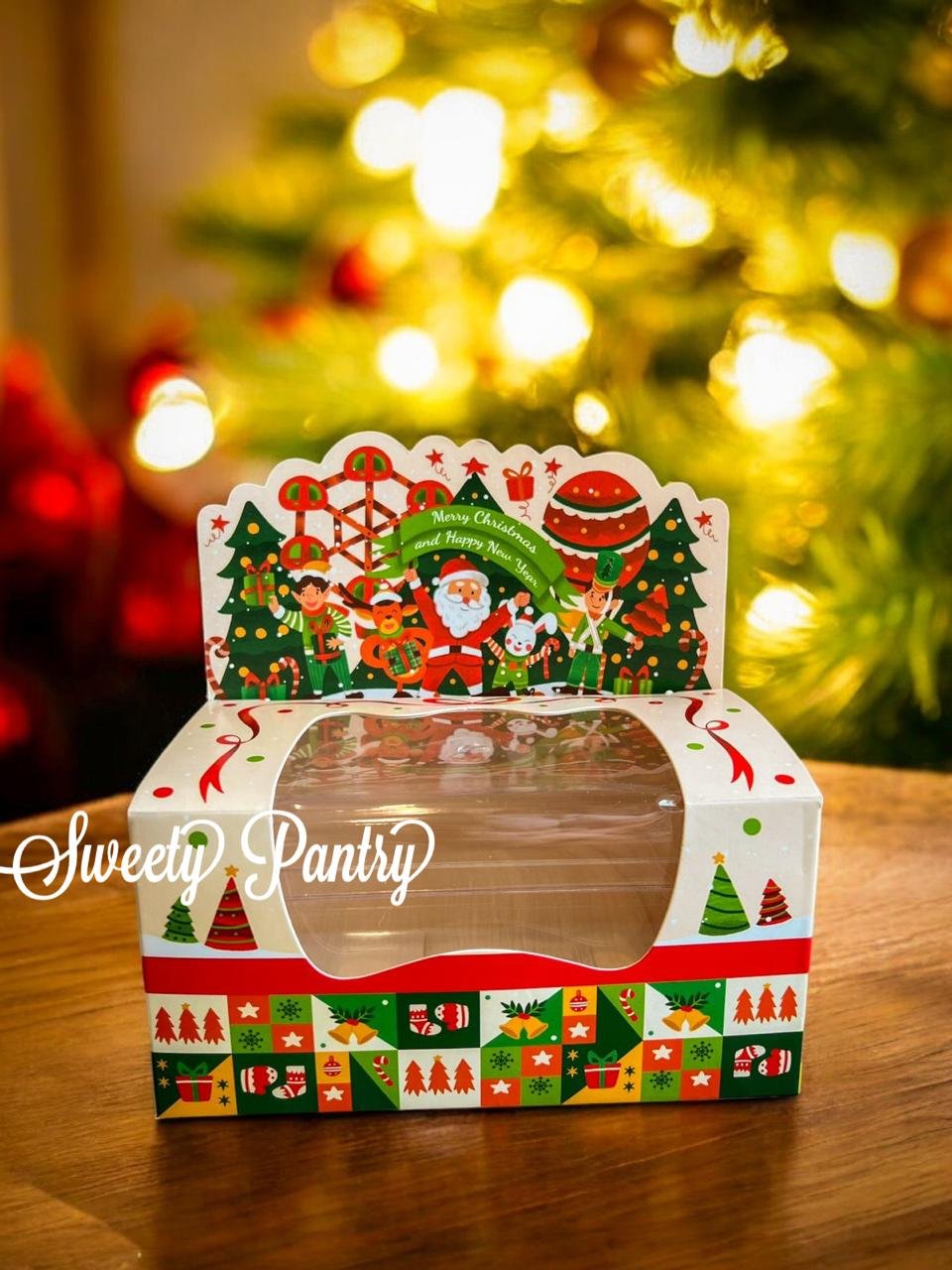 10PCS - WB TOP CAROL - dus cake box Natal packaging hampers Kotak toples Christmas - Image 4