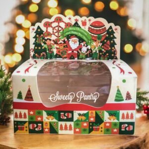 10PCS - WB TOP CAROL - dus cake box Natal packaging hampers Kotak toples Christmas