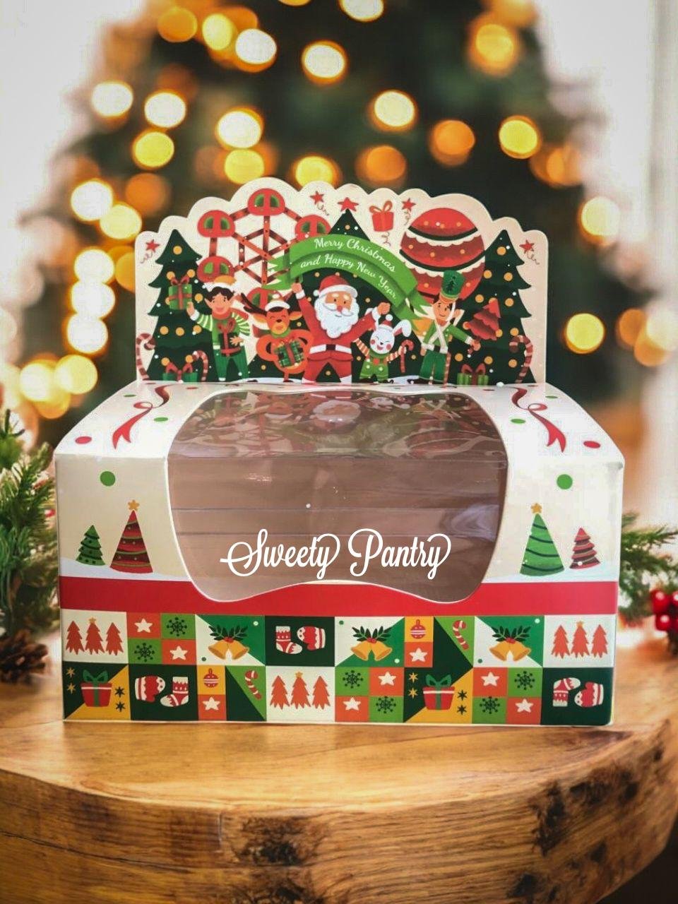 10PCS - WB TOP CAROL - dus cake box Natal packaging hampers Kotak toples Christmas