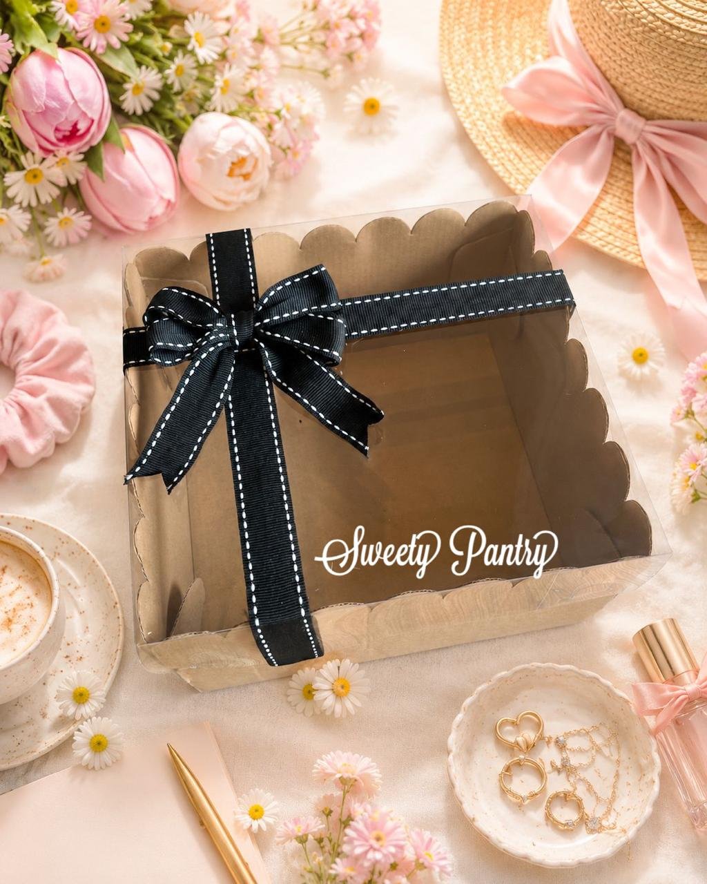 5PCS - WAVY 22 - Dus Box Pudding Packaging Kotak kue Puding Wavy Window mika