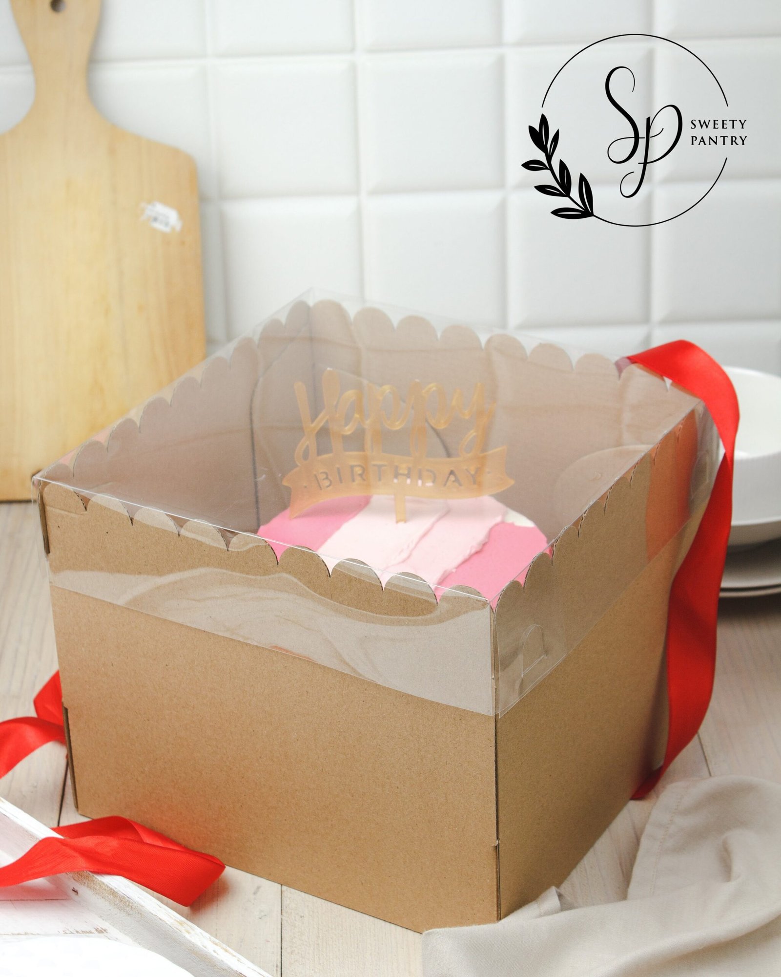5PCS - WAVY 25 TINGGI - Dus Box Puding Packaging Kotak kue wavy Window mika