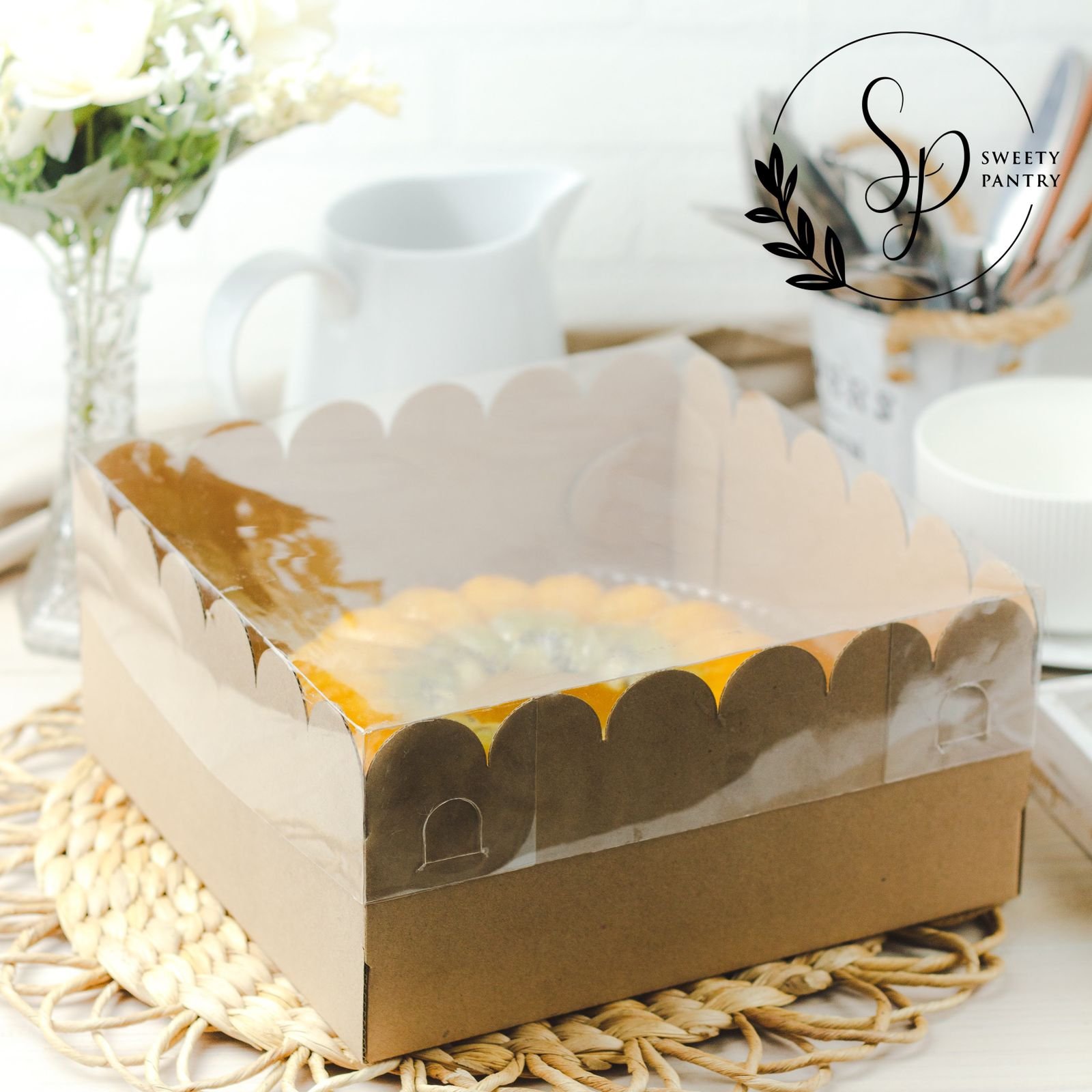 5PCS - WAVY 25 - Dus Box Pudding Packaging Kotak kue Puding Wavy Window mika