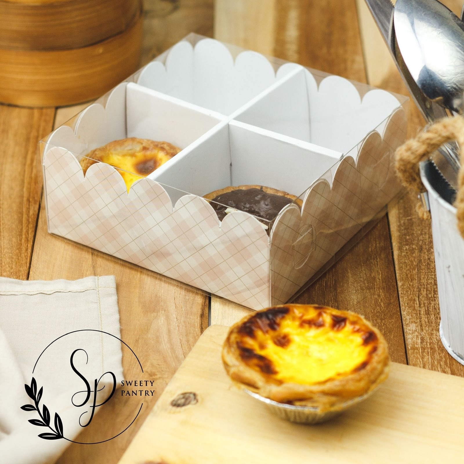 5PCS - WAVY SEKAT 4 - Dus Box Pudding Packaging Kotak kue Pie Window mika - Image 3