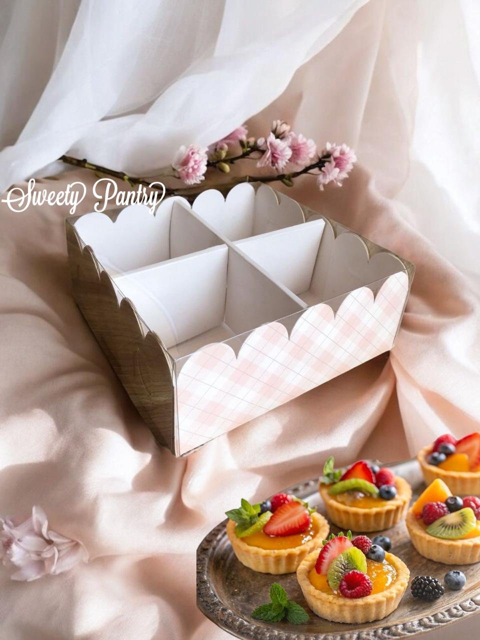 5PCS - WAVY SEKAT 4 - Dus Box Pudding Packaging Kotak kue Pie Window mika - Image 4