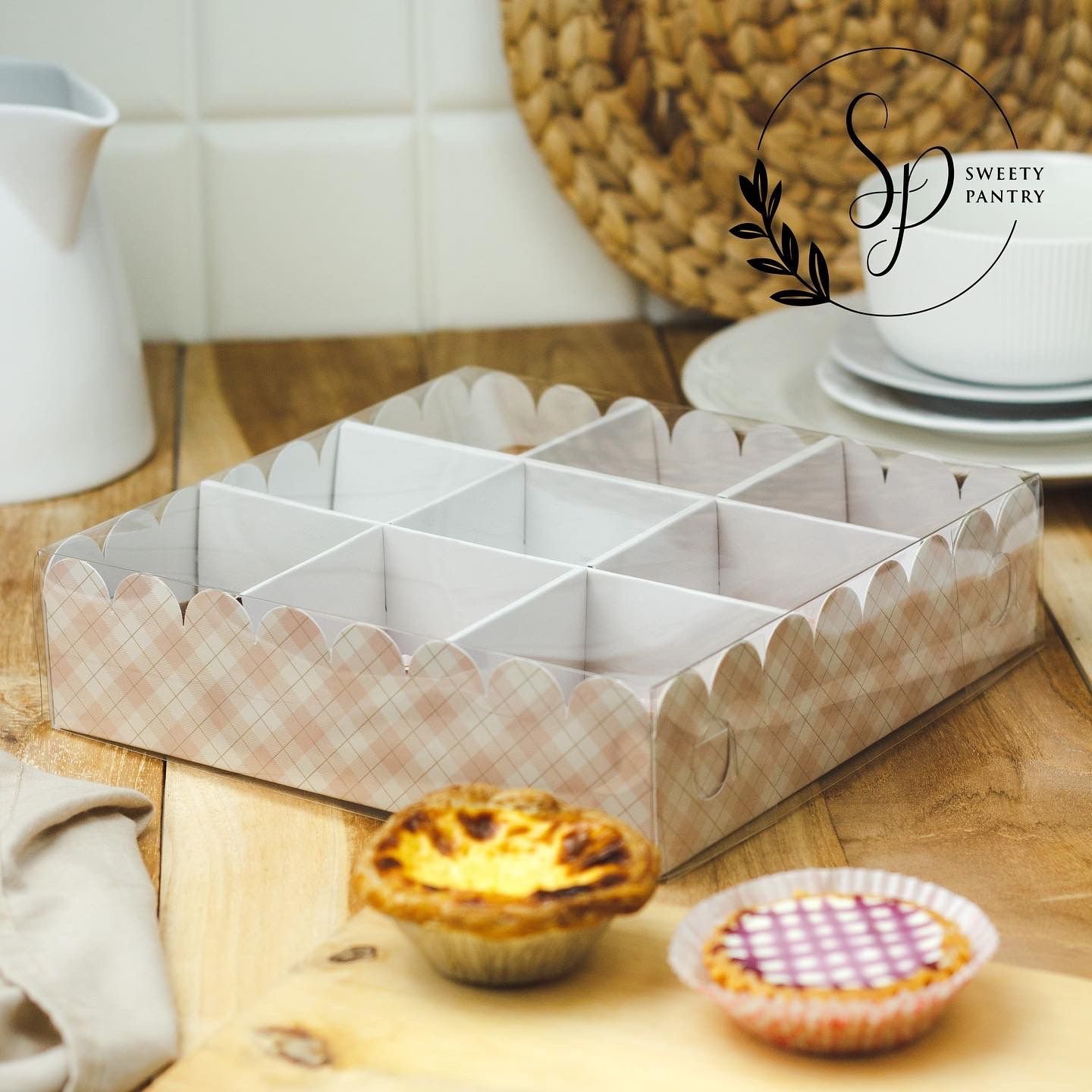 5PCS - WAVY SEKAT 9 - Dus Box Pudding Packaging Kotak kue Pie Window mika - Image 4