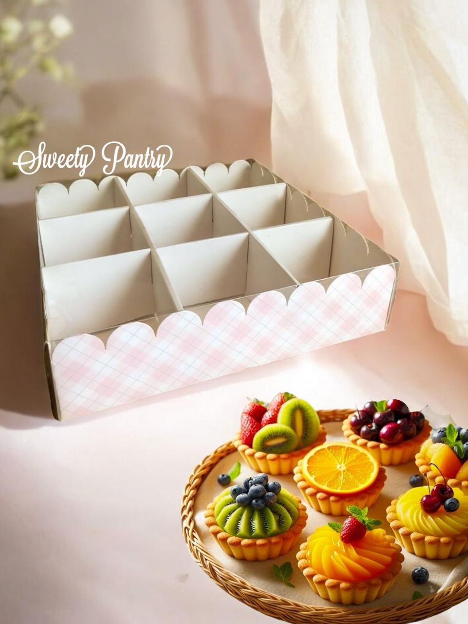 5PCS - WAVY SEKAT 9 - Dus Box Pudding Packaging Kotak kue Pie Window mika - Image 3