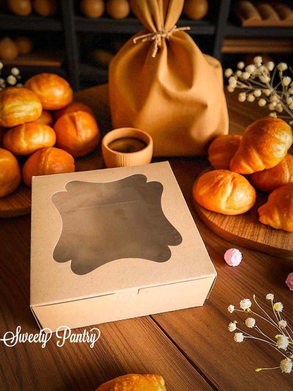 10PCS - 32008 B - Dus Kue / Cake Box / Packaging Kue Ukuran 20x20x8 cm Brown - Image 3