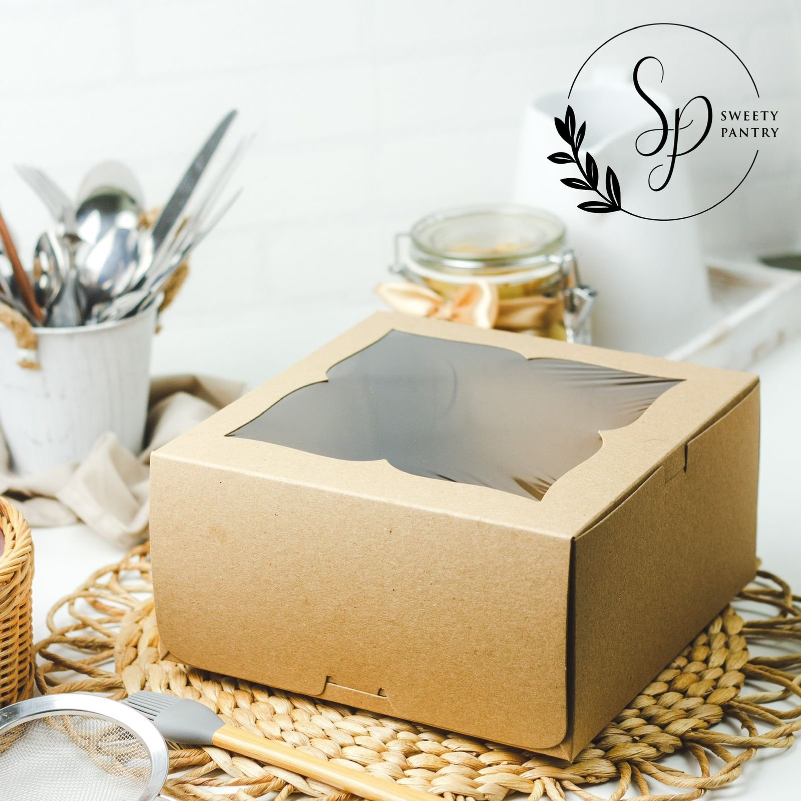 5PCS - 32211 B - box/dus kue / packaging/kemasan cake window Uk 22x22x11cm Brown