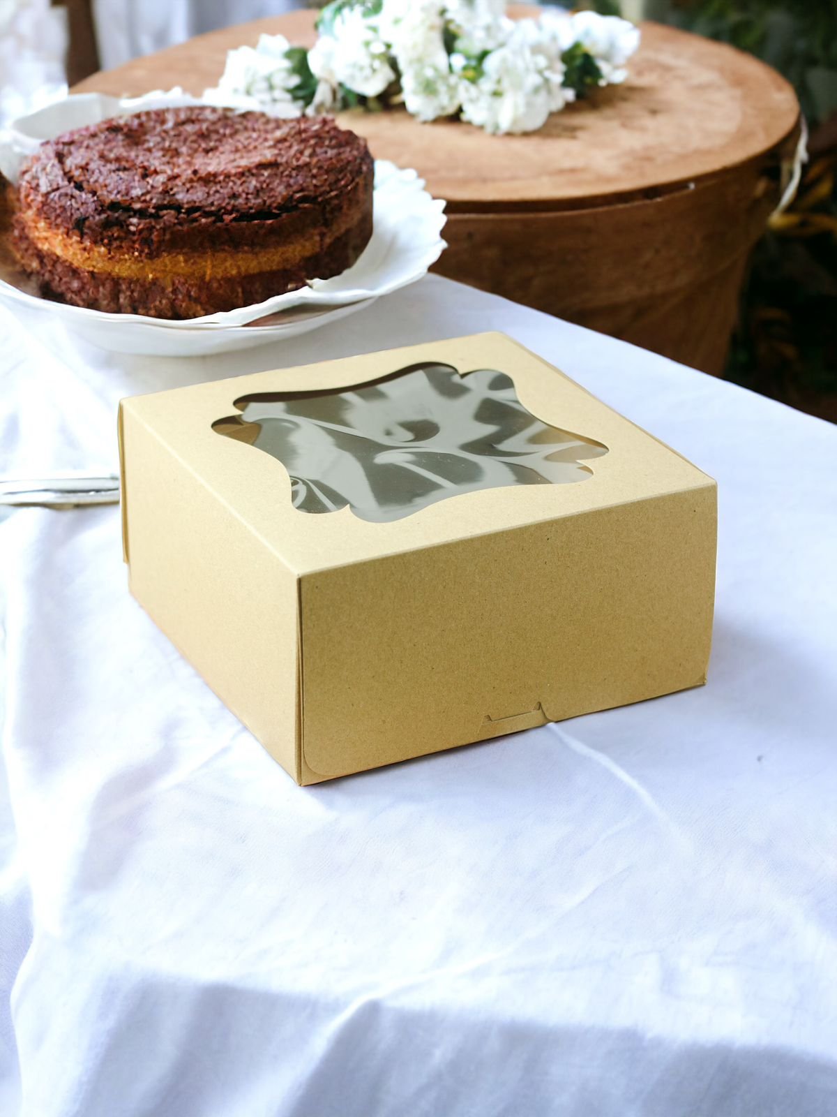 5PCS - 32512 B - Dus Kue / Cake Box / Packaging Kue Ukuran 25x25x12cm Brown - Image 2