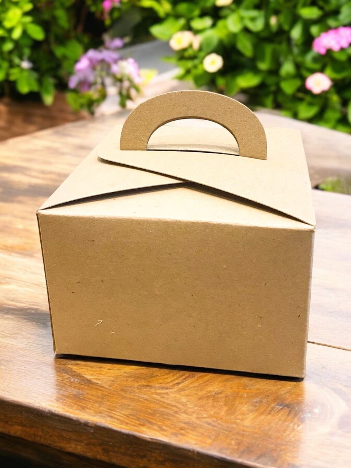 10PCS - 4151510 B - dus kue / box kue / gift box model tenteng Uk 15x15x10cm Coklat