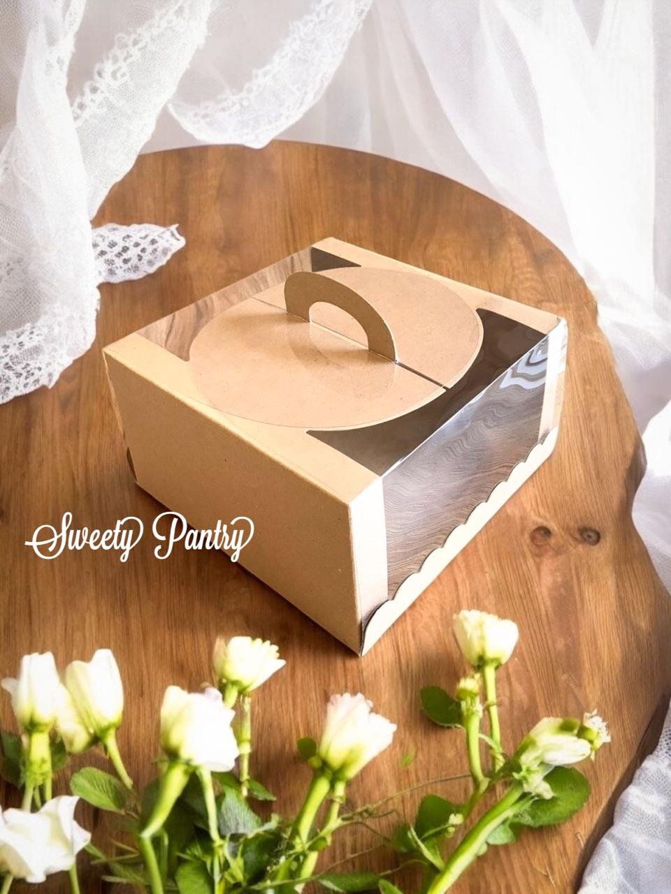 5PCS - 42212 B MIKA - Box Dus Kotak Packaging kemasan kue Cake tenteng carry Uk 22x22x12cm - Image 3