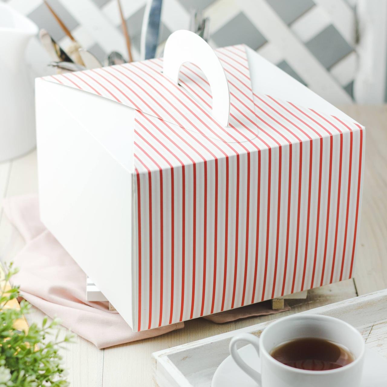 5PCS - 42215 WRP - box dus kue packaging kemasan cake White Red 22x22x15cm - Image 3