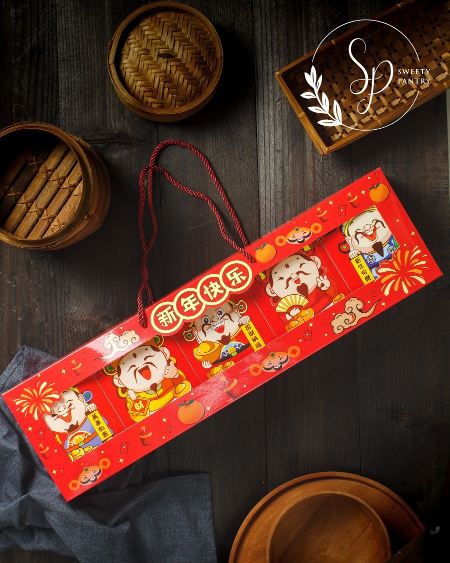 5PCS - box dus packaging kemasan kotak nastar taiwan parcel imlek CNY 5 dewa