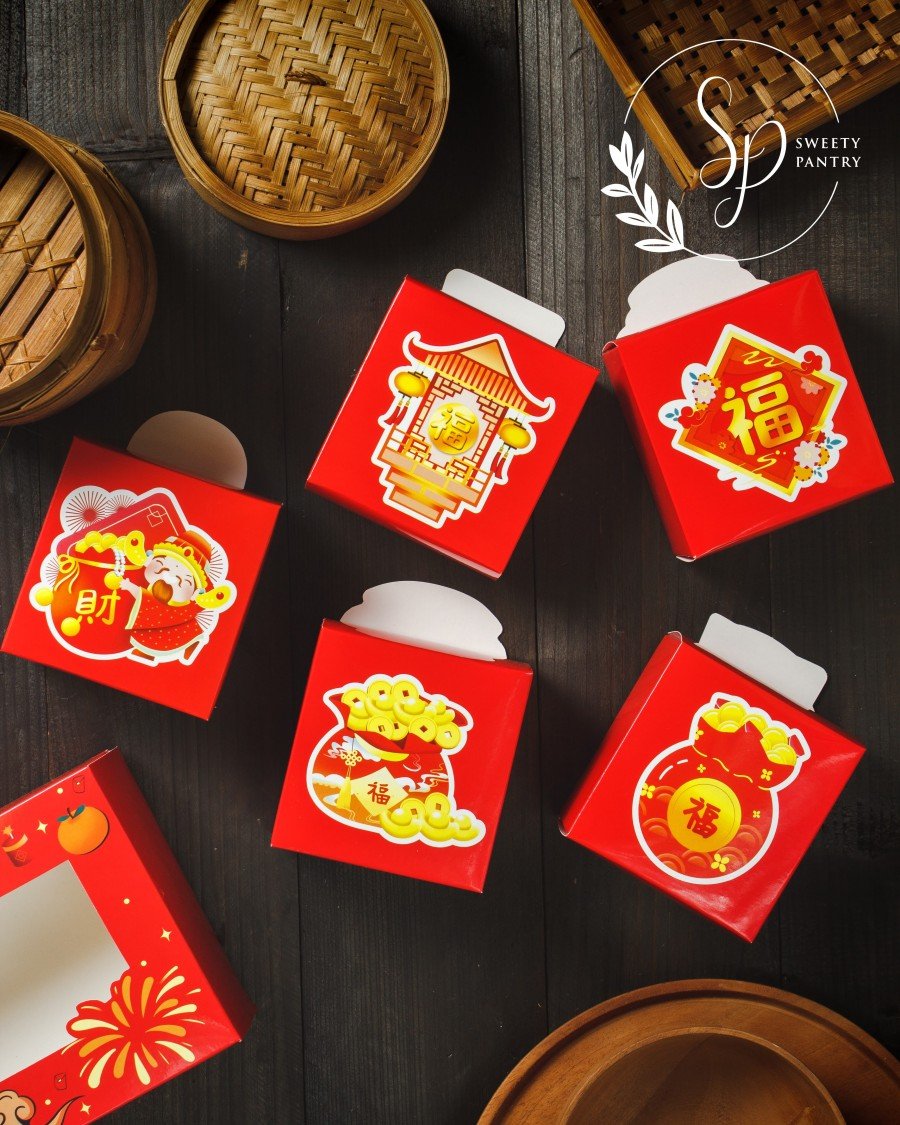 5PCS - box dus packaging kemasan kotak nastar taiwan parcel imlek CNY 5 dewa - Image 6