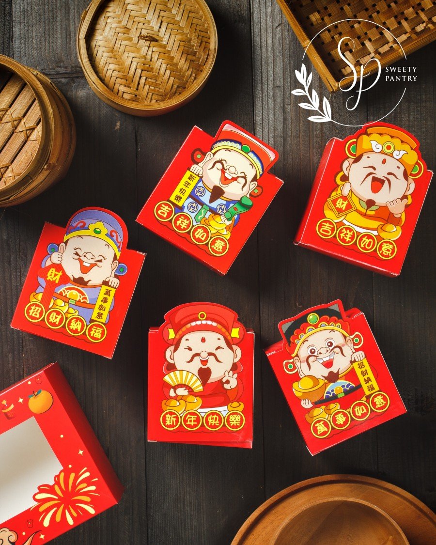 5PCS - box dus packaging kemasan kotak nastar taiwan parcel imlek CNY 5 dewa - Image 5