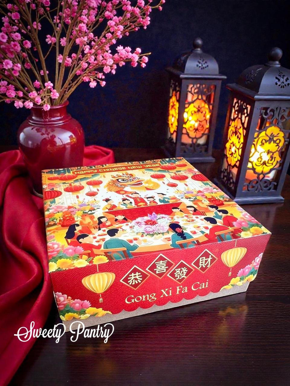 5PCS - BA IMLEK 25T10 - Cake Box Hampers Imlek Kotak Kue CNY Dus packaging Uk 25x25x10cm - Image 2
