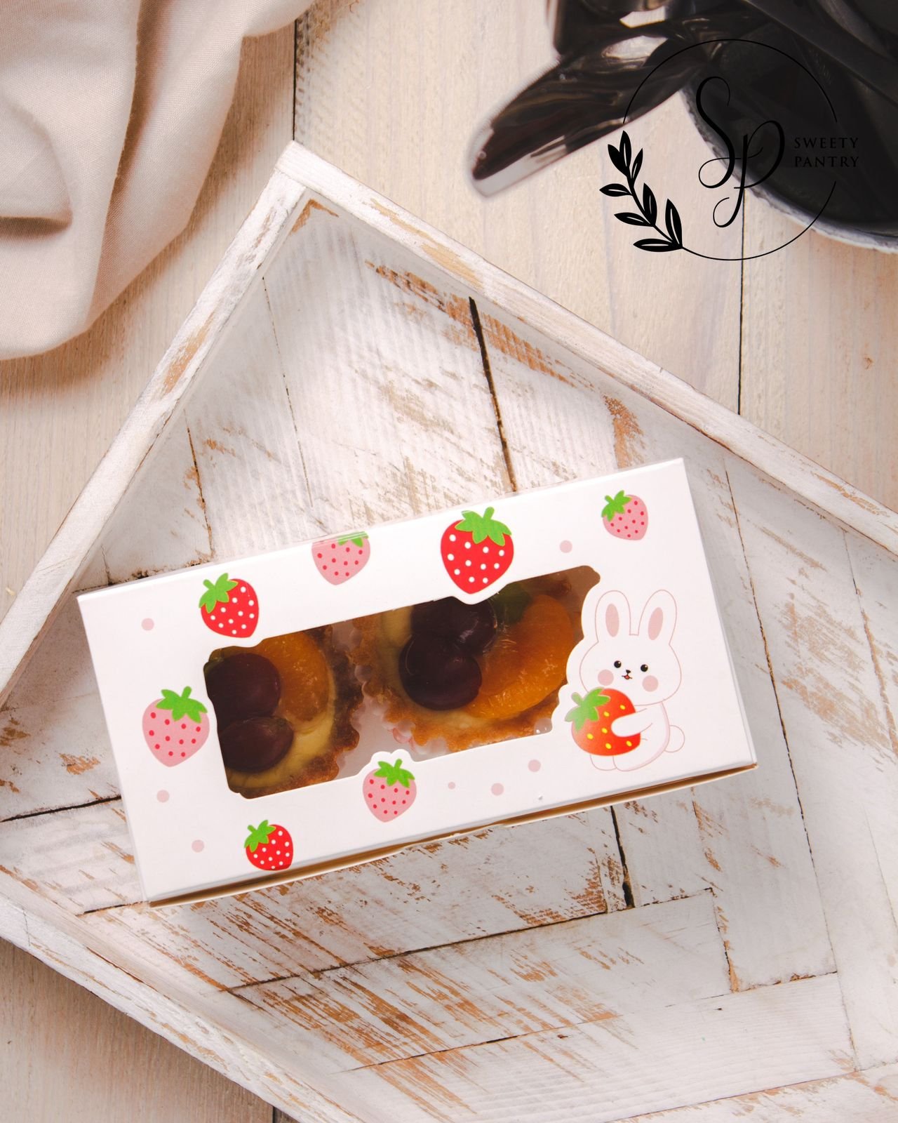 10PCS - BOX PIE BUNNY STRAWBERRY - Dus Box Packaging Kotak kue cake Pie Window - Image 2