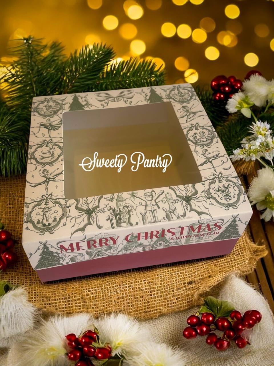 10PCS - CB 20 GLACIA -Packaging Cake Box Christmas Dus Hampers Kemasan Kue Natal
