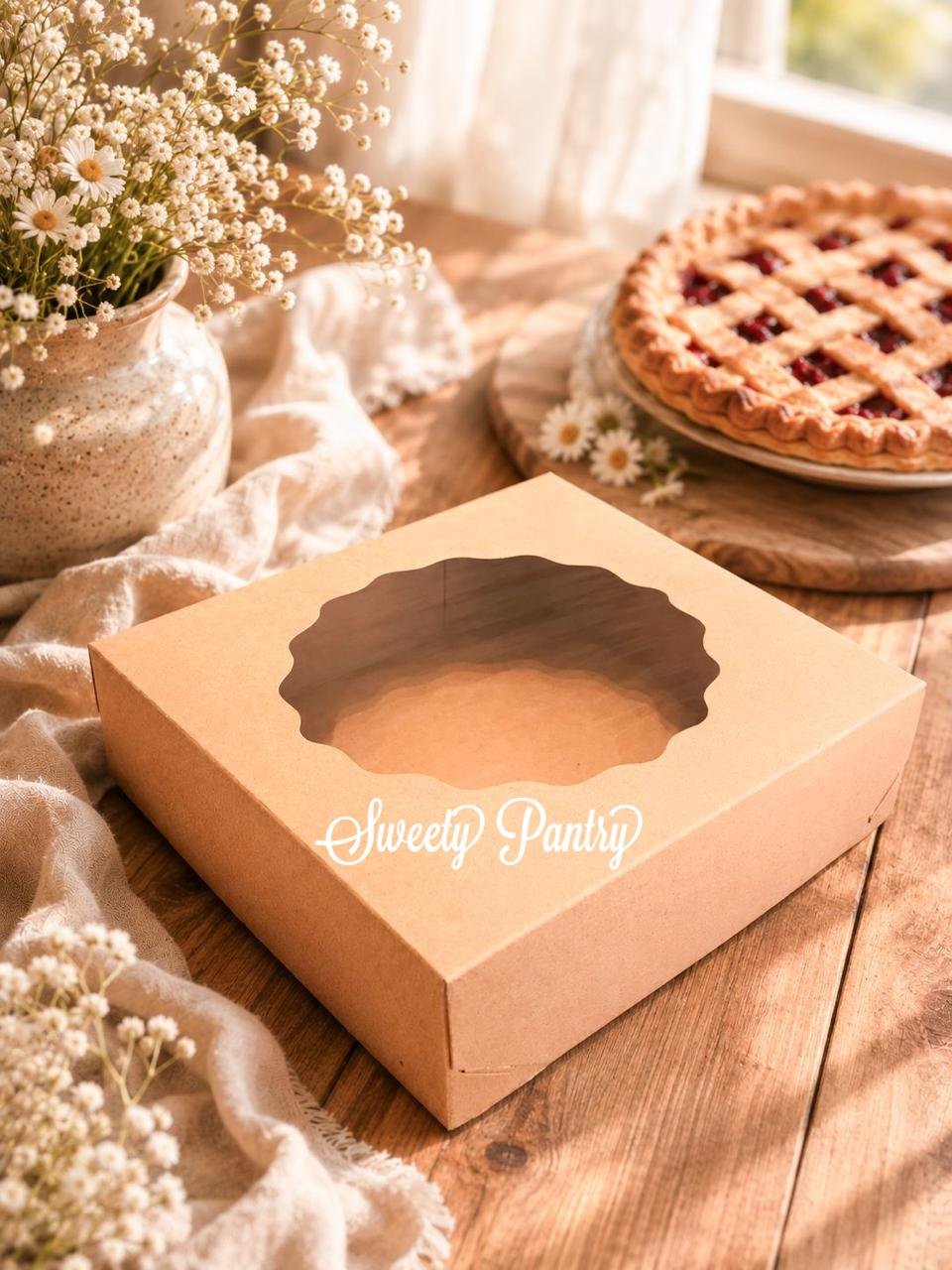 10PCS - CB242406 B - Dus Kue / Packaging Kue / Cake Box 24x24x6 cm Brown - Image 3