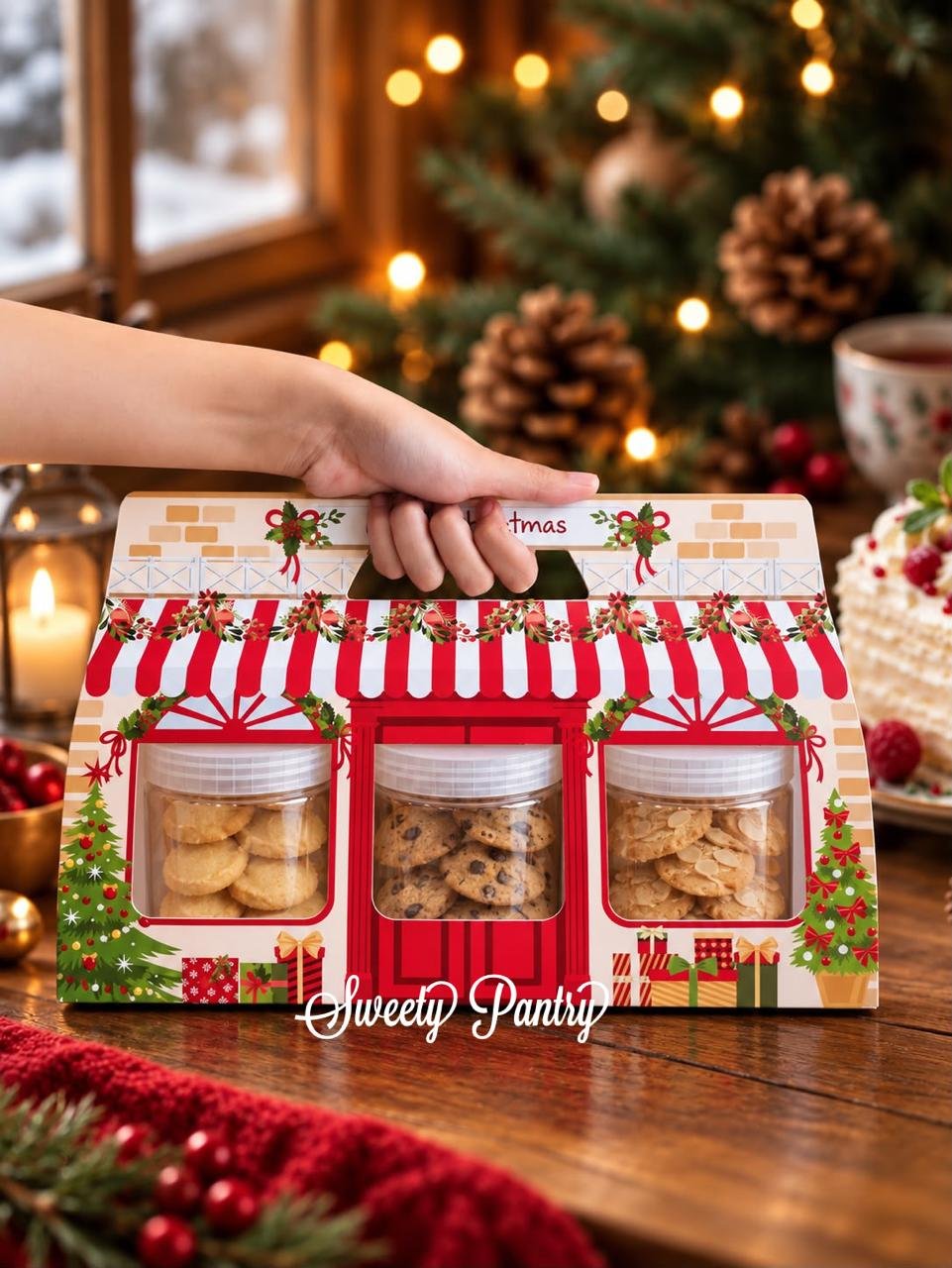 10PCS - CHRISTMAS STORE - Box hampers natal kotak packaging Sleeve jar isi 3 uk 500-600 ml - Image 3