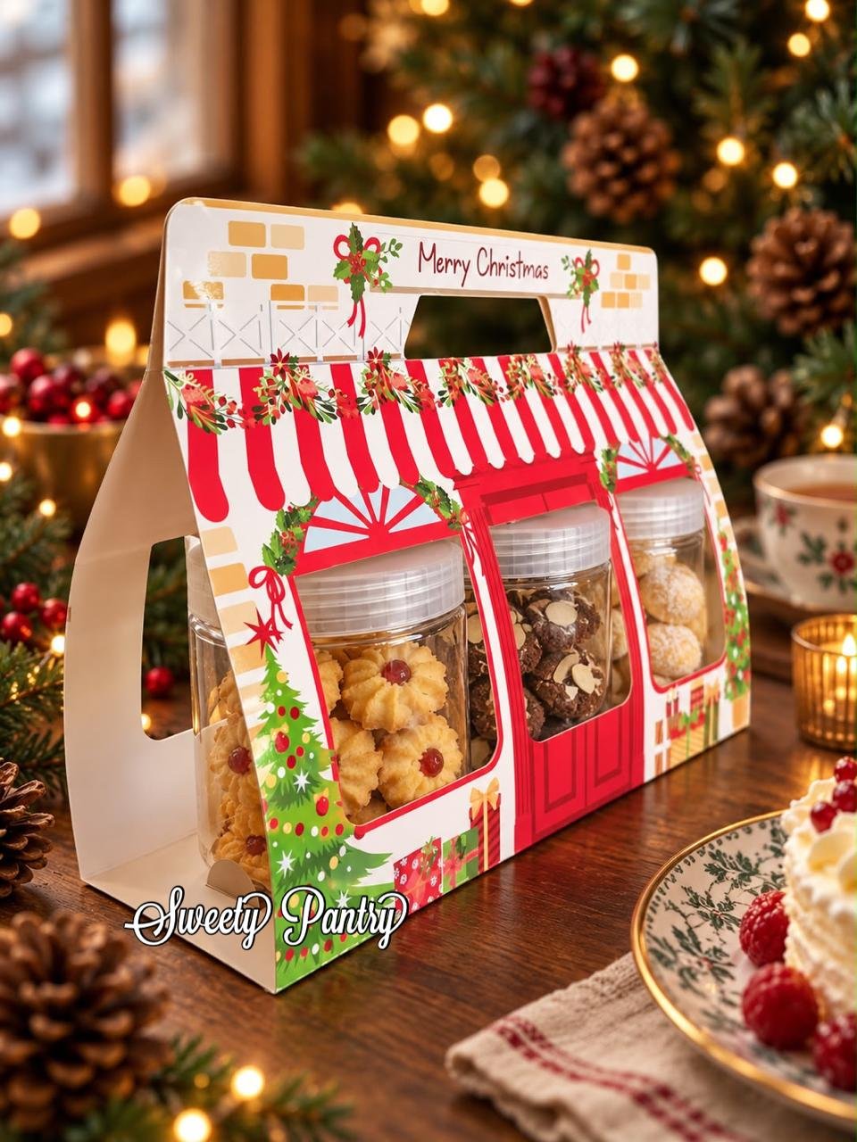 10PCS - CHRISTMAS STORE - Box hampers natal kotak packaging Sleeve jar isi 3 uk 500-600 ml - Image 5