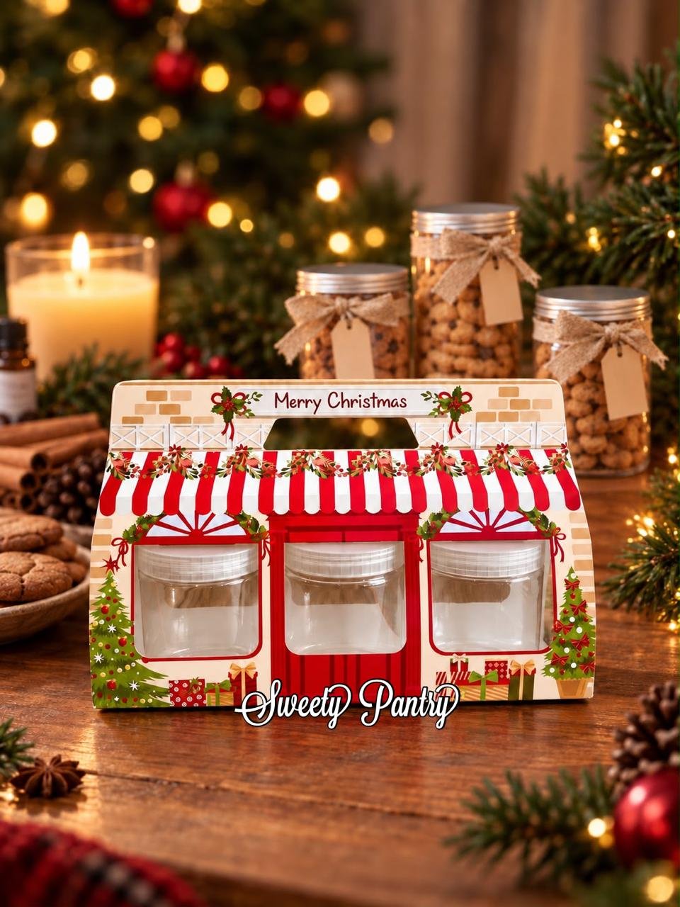 10PCS - CHRISTMAS STORE - Box hampers natal kotak packaging Sleeve jar isi 3 uk 500-600 ml - Image 2