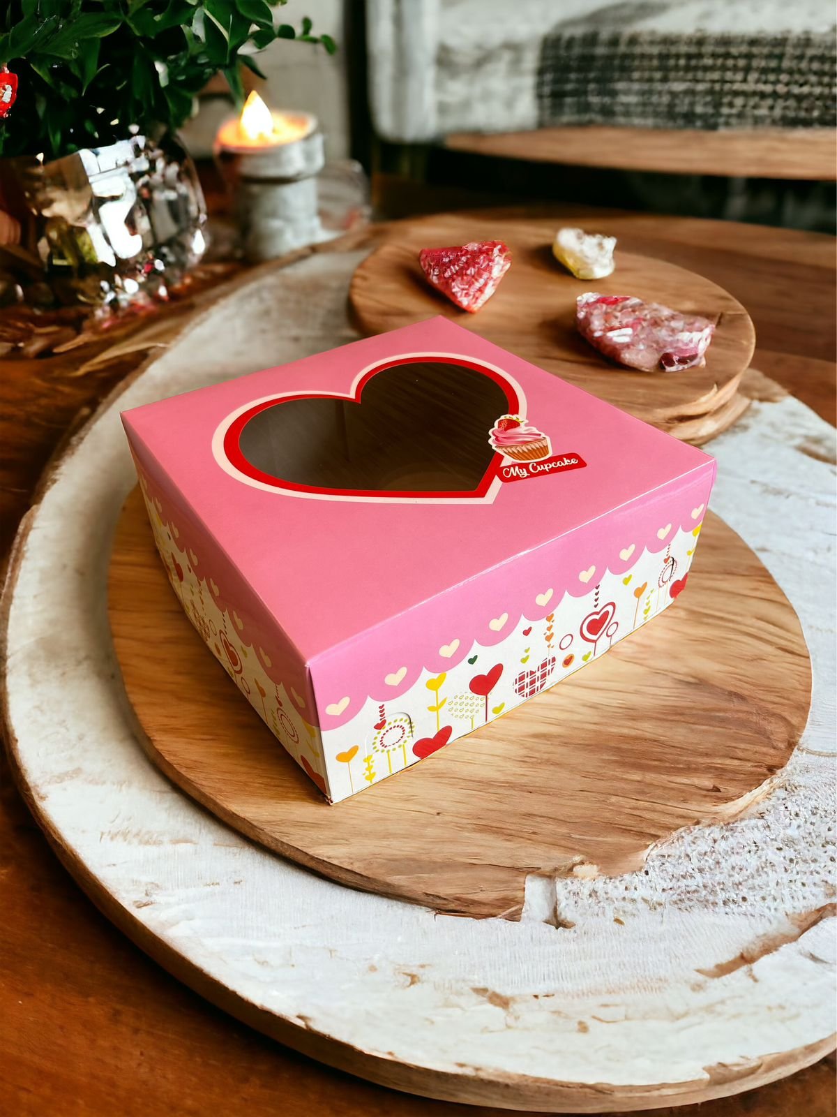 5PCS - dus kue / box kue /kemasan kue /packaging kue Ukuran 25x25x9,5cm Cinta