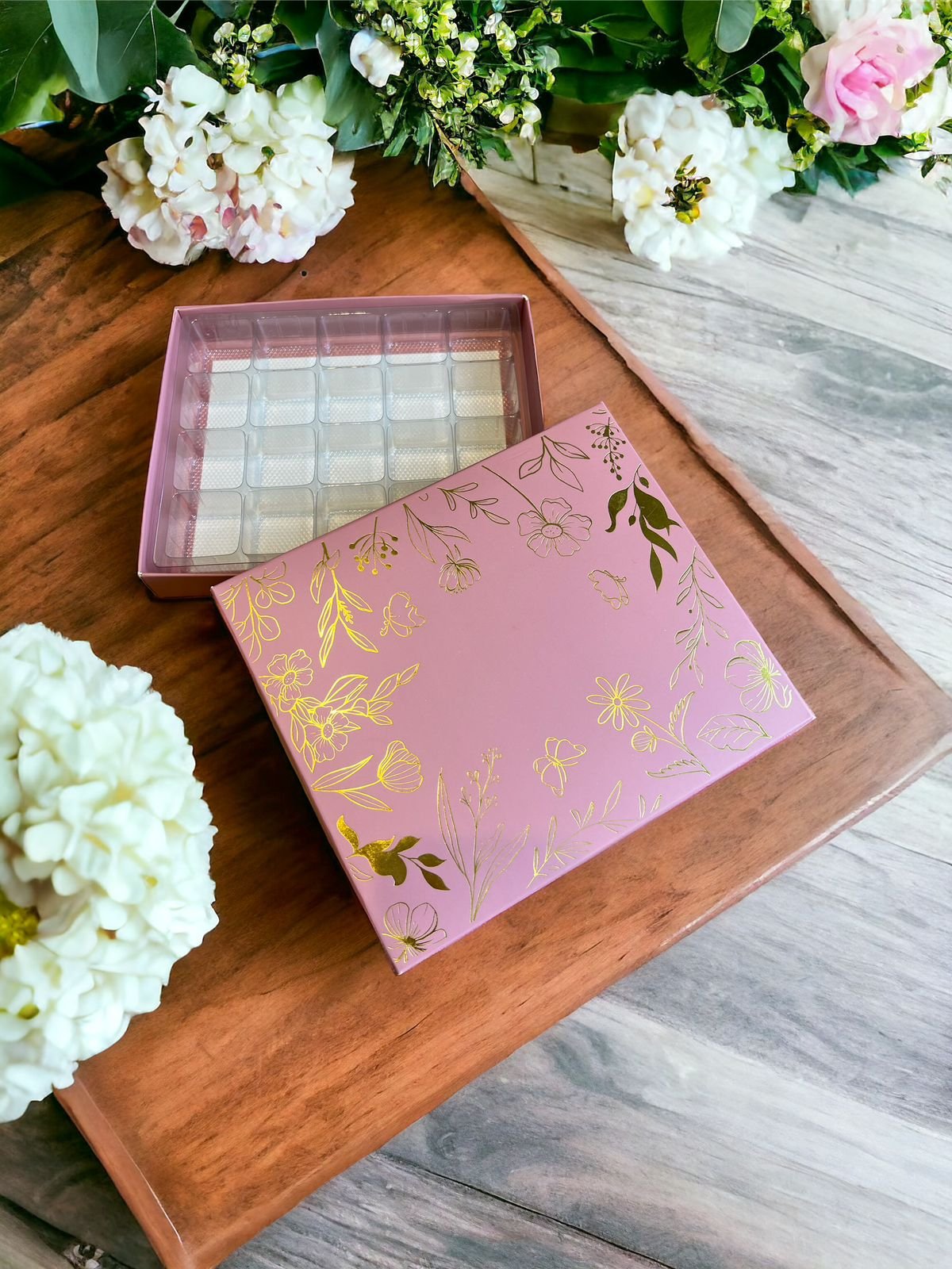 10PCS - SB HOLES FLORAL - Box kotak packaging dus sekat mika kue nastar - Image 8