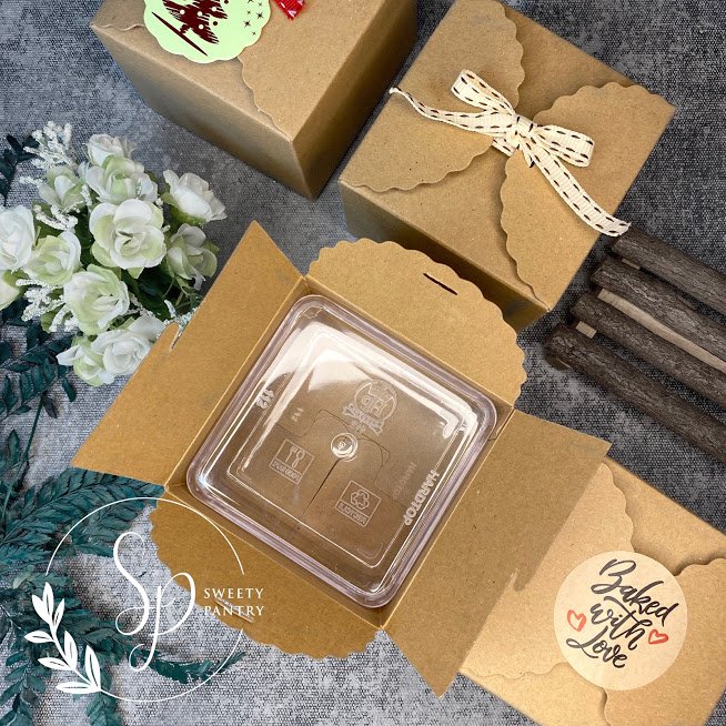 20PCS - GB10780 B - Cake Box / Gift Box / Dus Kue Kecil 10,7x10,7x8cm Coklat - Image 4