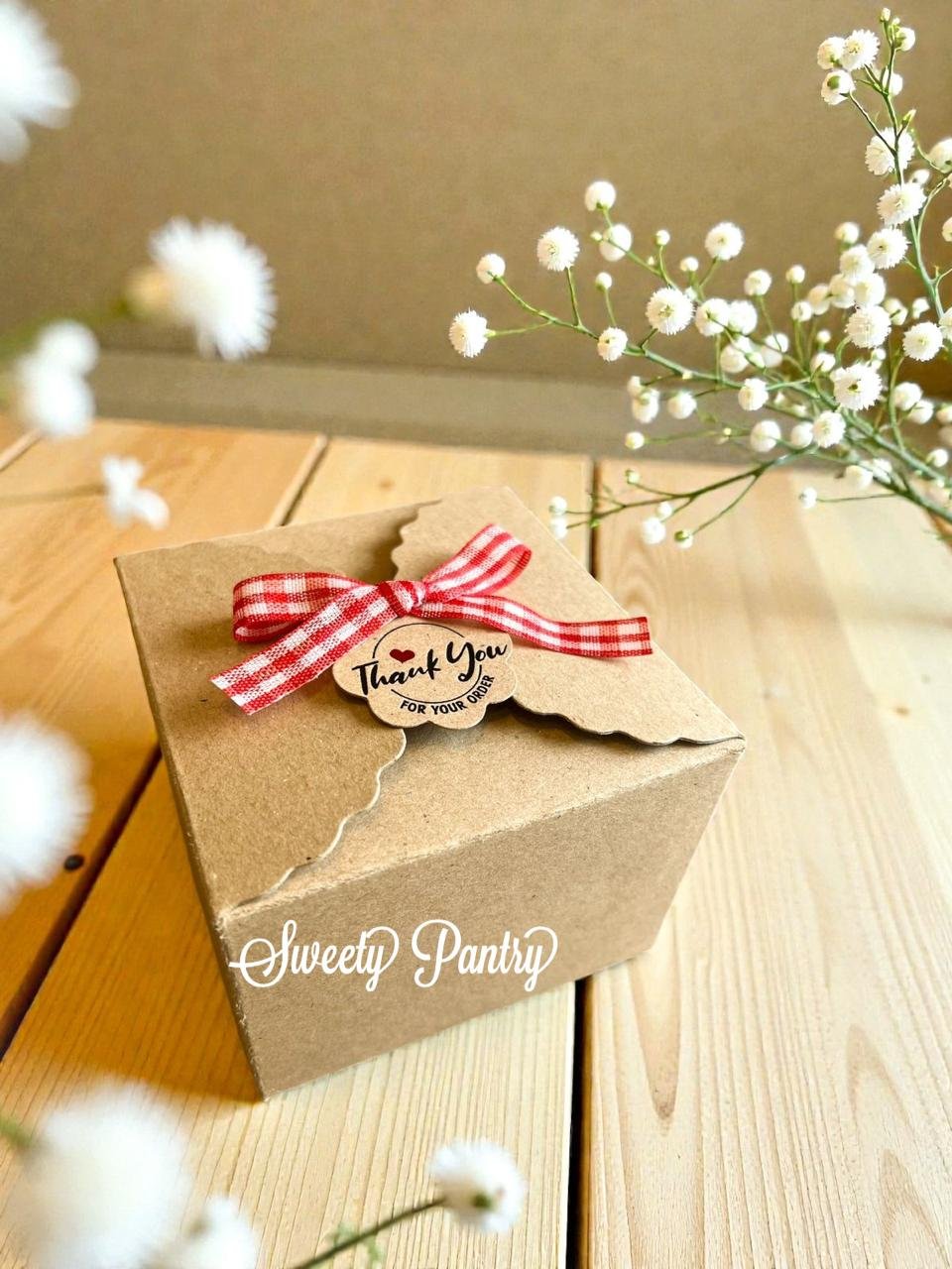 20PCS - GB10780 B - Cake Box / Gift Box / Dus Kue Kecil 10,7x10,7x8cm Coklat - Image 2