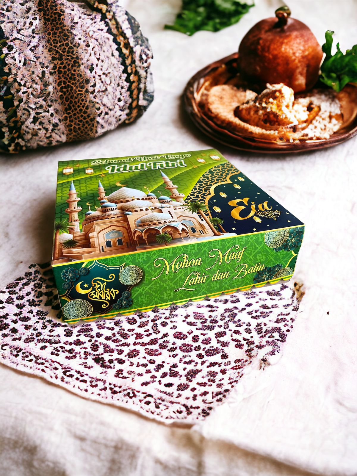 5PCS - GREEN CORR 25 - Cake box Dus lebaran Packaging Kue Hampers Idul Fitri - Image 2