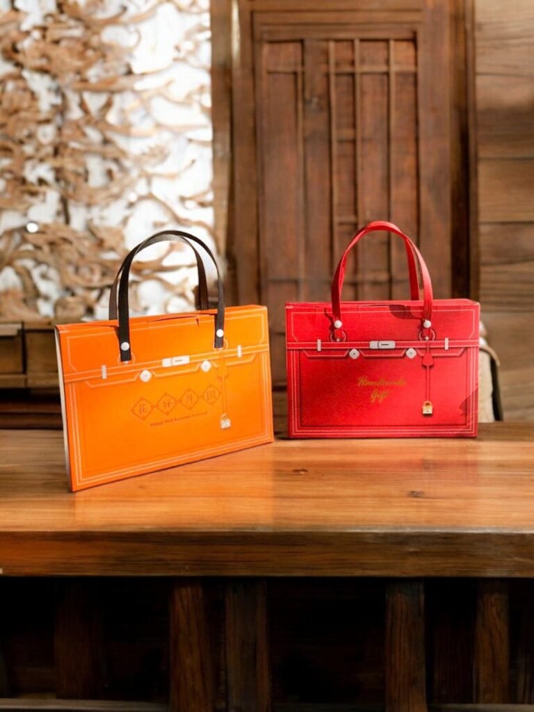 5PCS - Box kue / dus kue / packaging mini pie / kemasan Mini pie Motif Tas Merah Orange