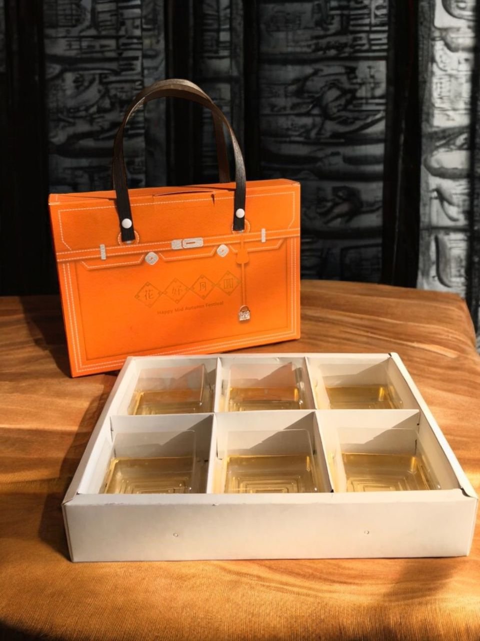 5PCS - Box kue / dus kue / packaging mini pie / kemasan Mini pie Motif Tas Merah Orange - Image 7