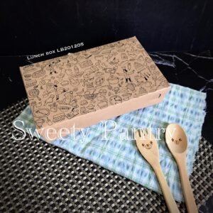 20PCS - LB201205 BP - Kotak nasi / Lunch box kraft paper Ukuran 20x12x5cm Brown Print