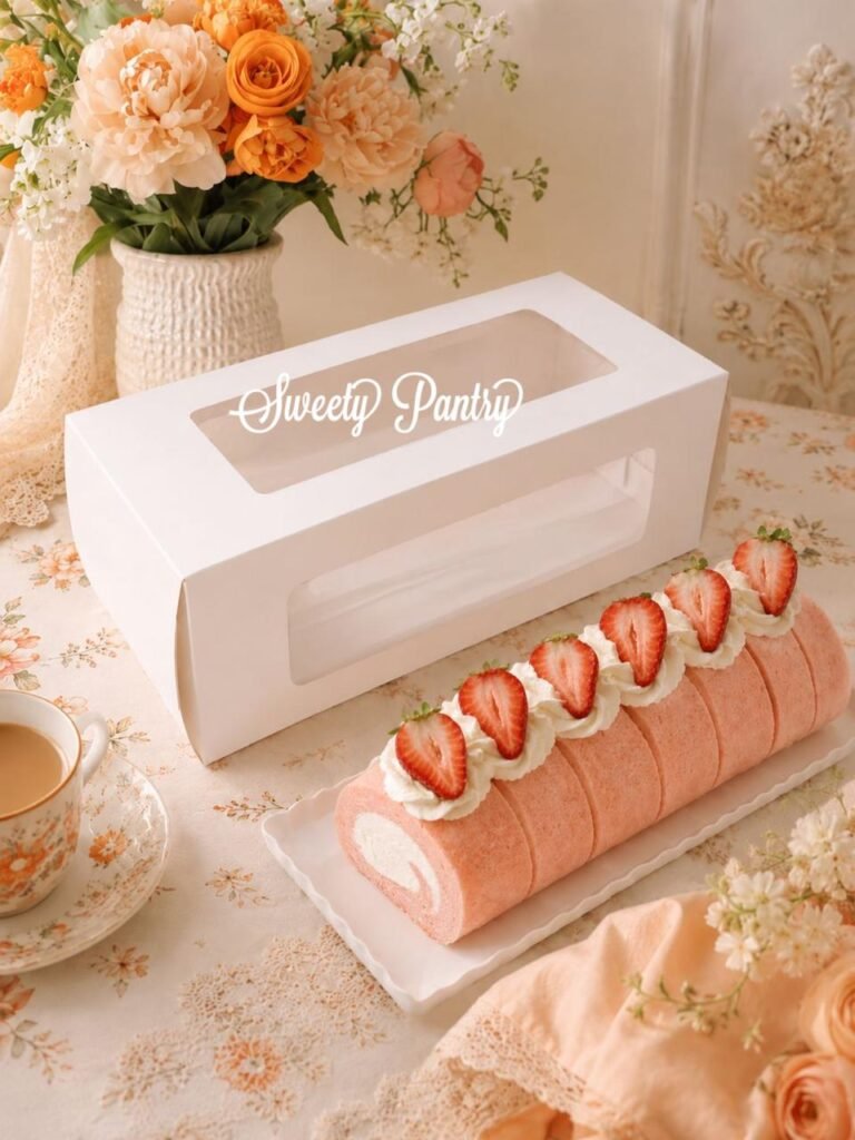 10pcs - RB WINDOW BG WHITE - Dus kotak box Bolu Gulung Packaging Roll cake