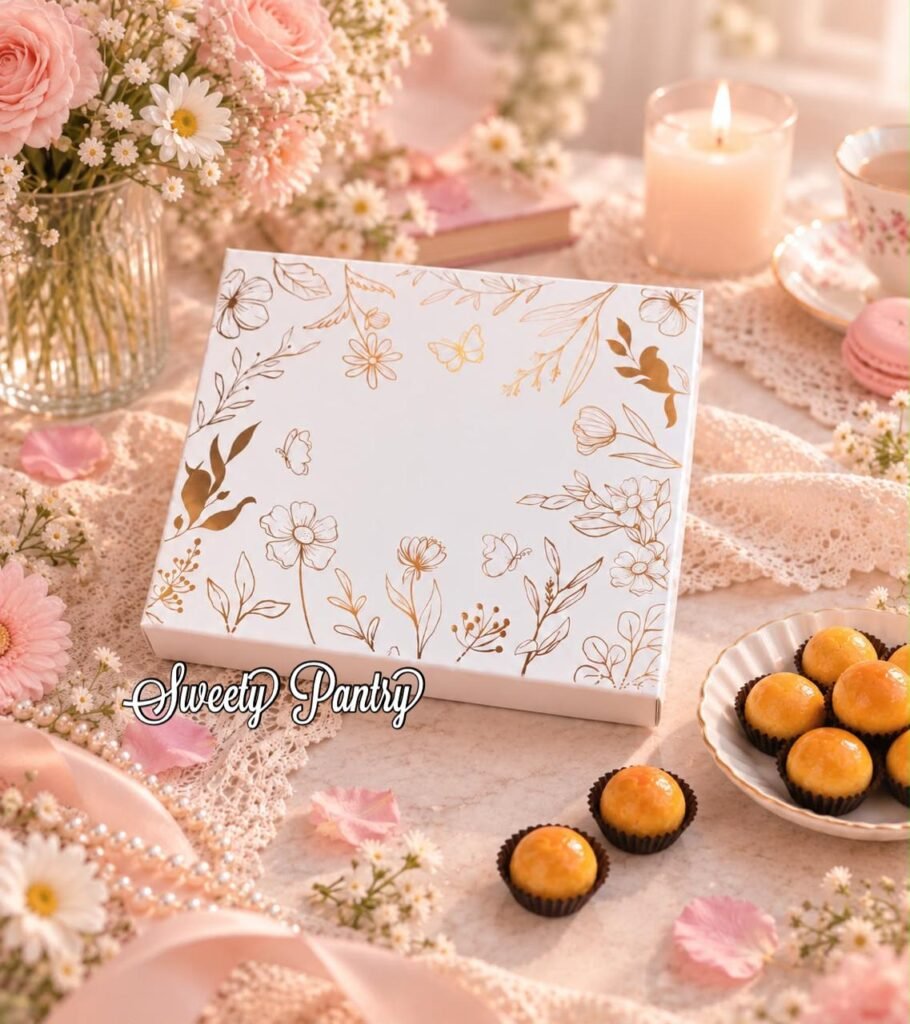 10PCS - SB HOLES FLORAL - Box kotak packaging dus sekat mika kue nastar