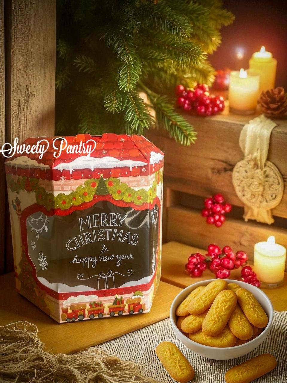 10PCS - TBC SANTA SHOP - Dus Toples Packaging hampers Natal Box Christmas isi 2 uk 500gr