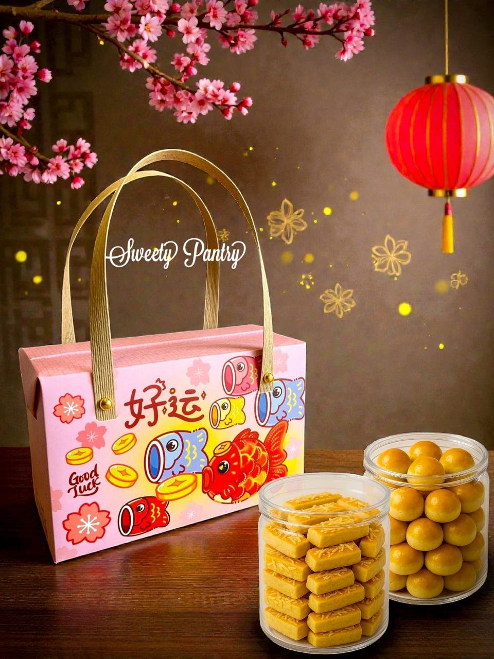 10PCS - Usagi PINK FISH - box dus packaging kotak toples jar kue kering imlek CNY - Image 3