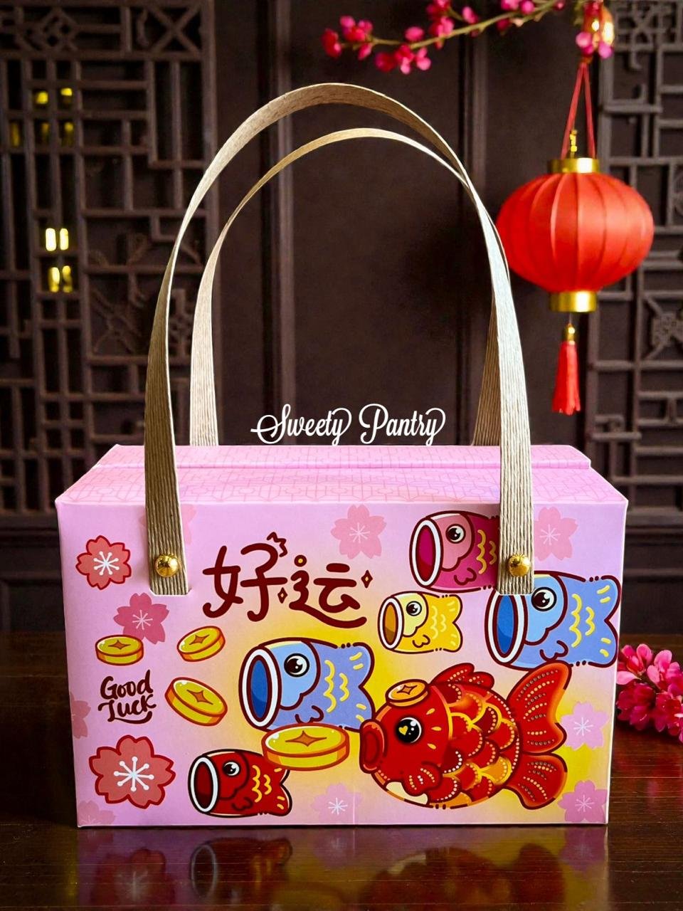 10PCS - Usagi PINK FISH - box dus packaging kotak toples jar kue kering imlek CNY