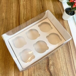10PCS - WB241709 W - Dus Cupcake Box kue model Mika Cupcake isi 6